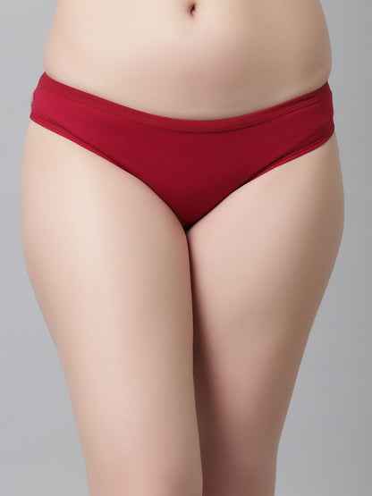 Kex Women Solid Panty Maroon & Red Pack of 2