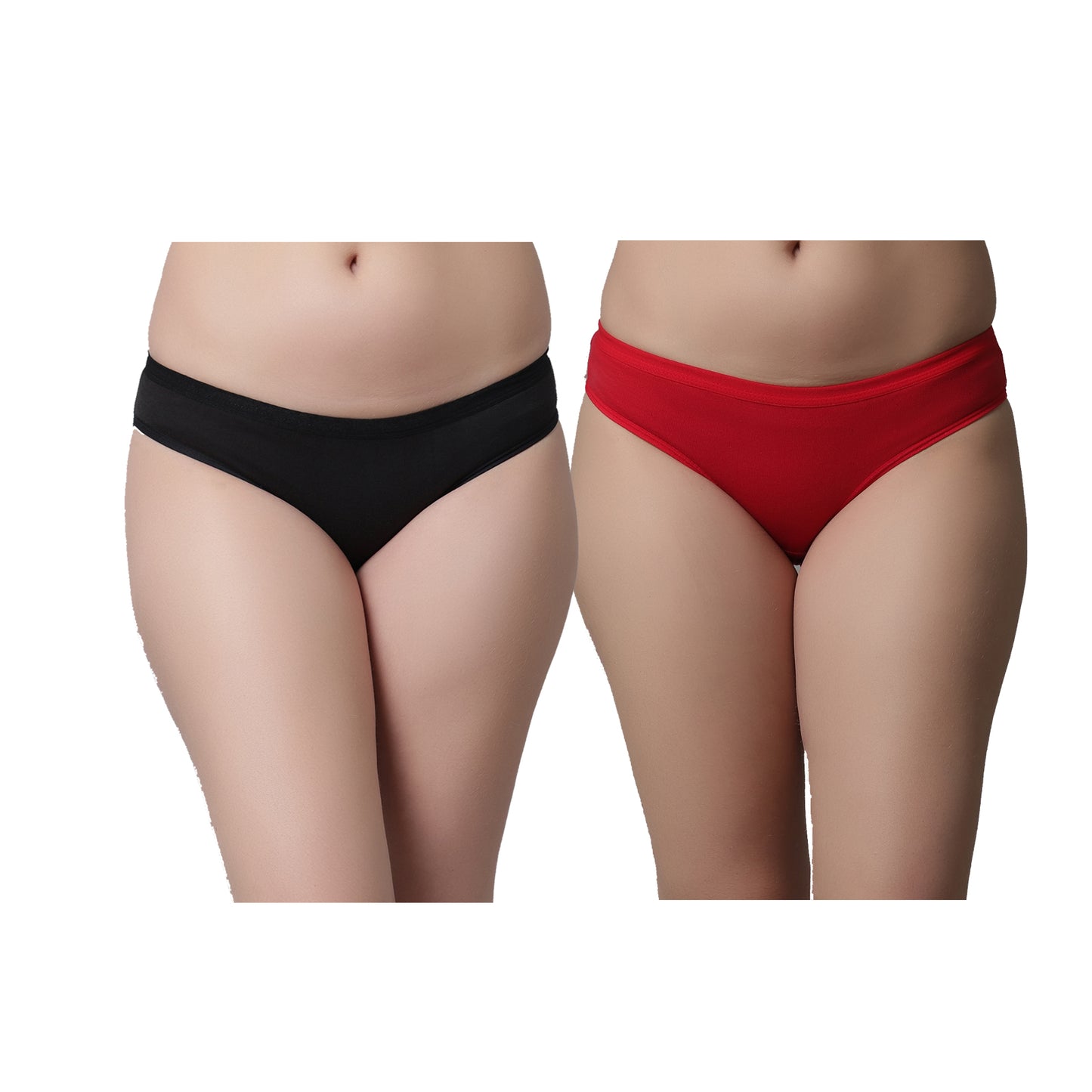 Kex Women Solid Panty Black & Red Pack of 2