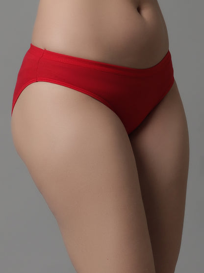 Kex Women Solid Panty Black & Red Pack of 2