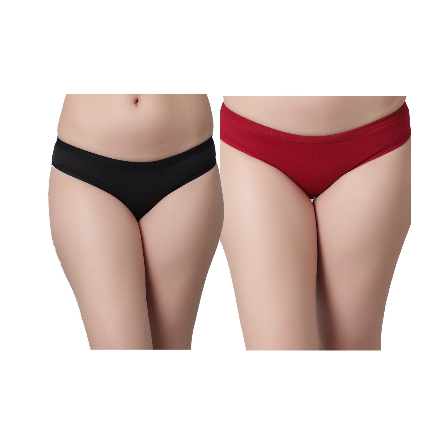 Kex Women Solid Panty Black & Maroon Pack of 2