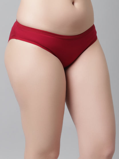 Kex Women Solid Panty Black & Maroon Pack of 2