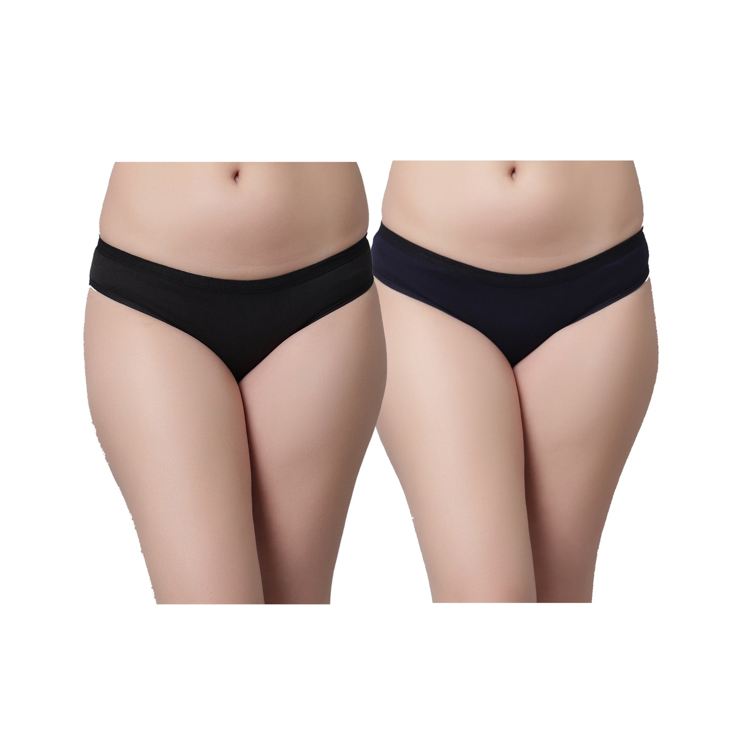 Kex Women Solid Panty Black & Navy Blue Pack of 2