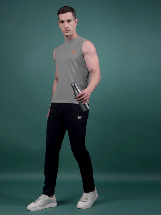 Kex Men Polyester Sleeveless Solid Grey Tshirt
