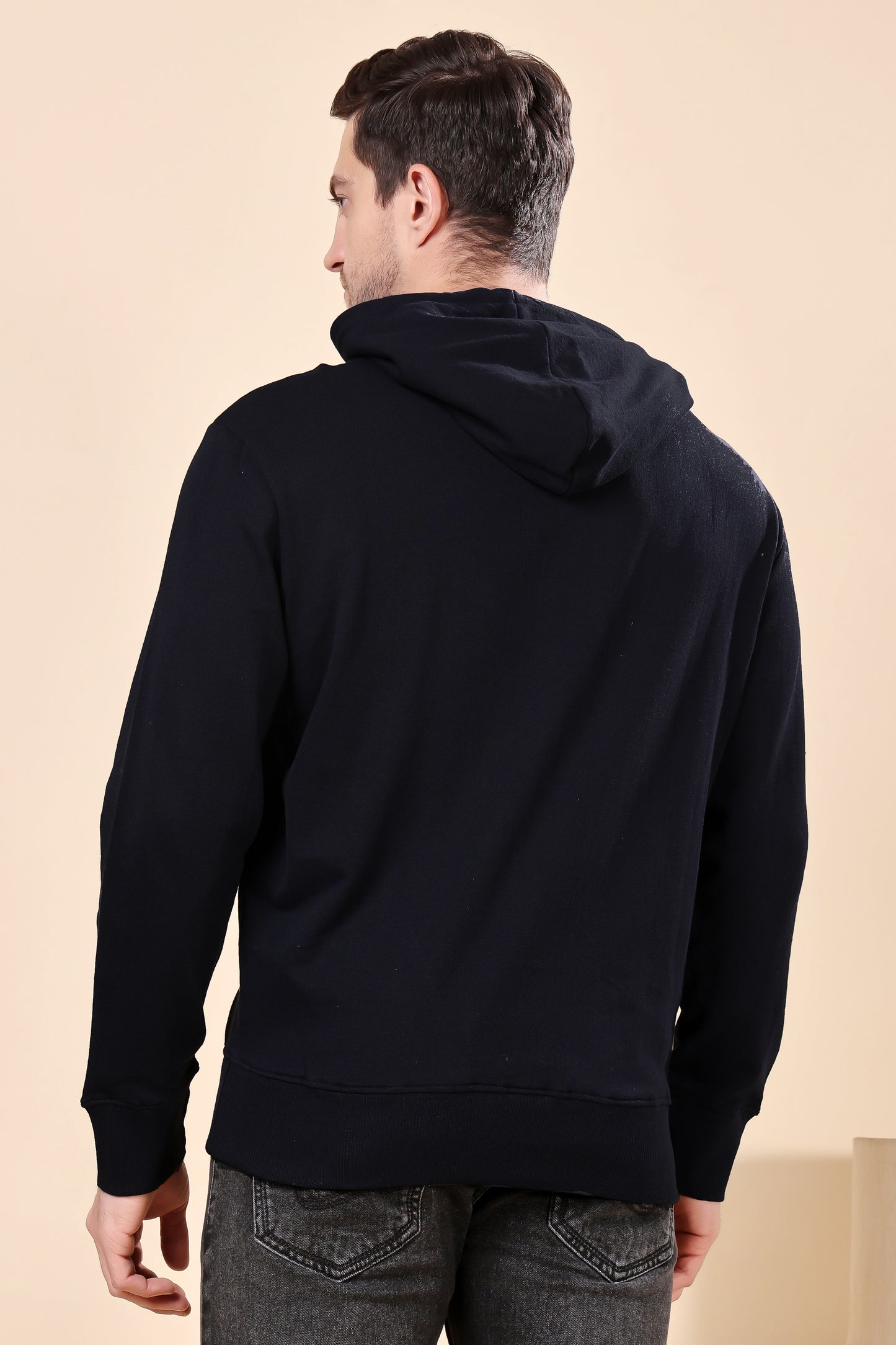 Kex Men Cotton Black Solid Sweatshirt