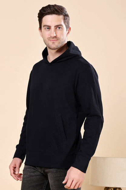 Kex Men Cotton Black Solid Sweatshirt