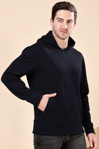 Kex Men Cotton Black Solid Sweatshirt