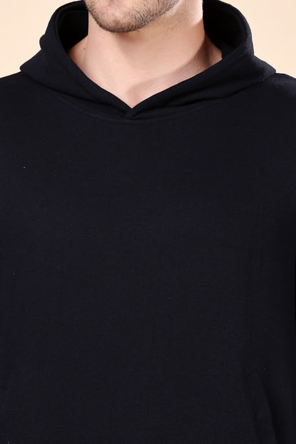 Kex Men Cotton Black Solid Sweatshirt