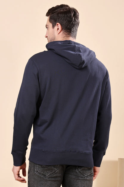 Kex Men Cotton Navy Solid Sweatshirt