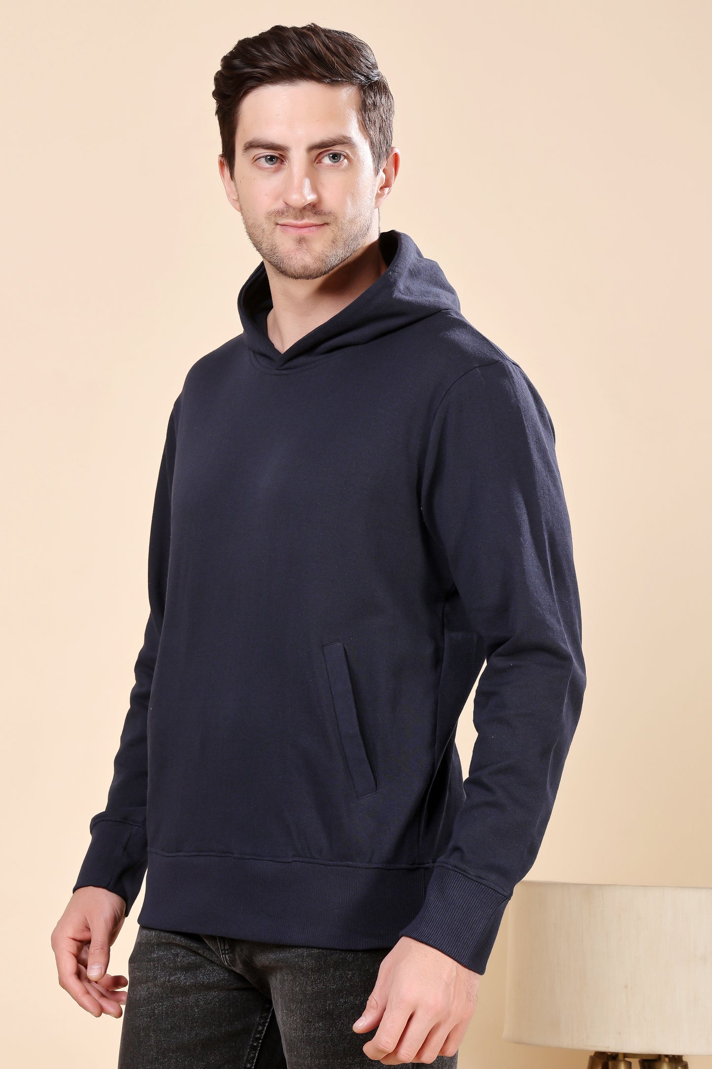 Kex Men Cotton Navy Solid Sweatshirt