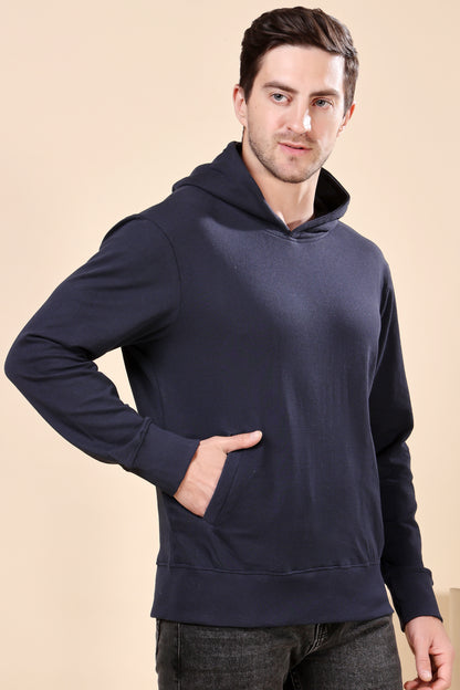 Kex Men Cotton Navy Solid Sweatshirt