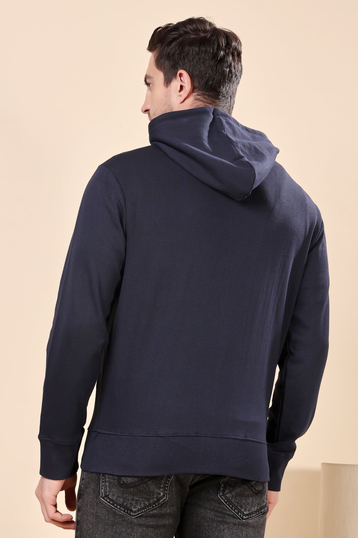 Kex Men Cotton Navy Solid Zip Sweatshirt