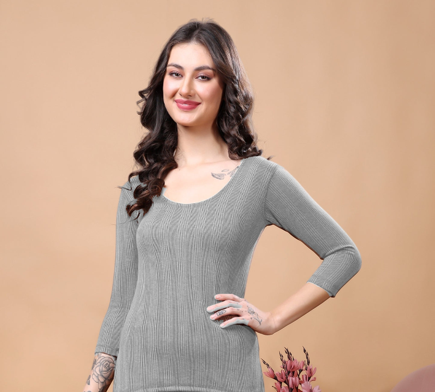 Kex Women Thermal Top Grey