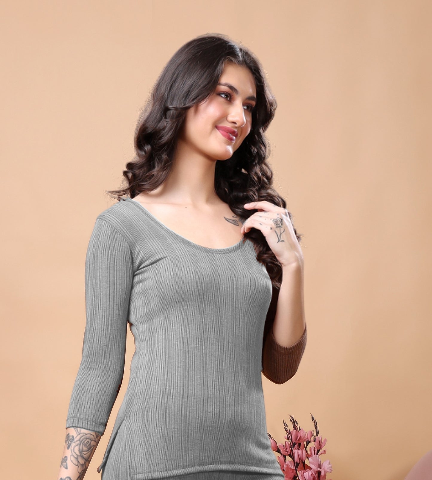 Kex Women Thermal Top Grey