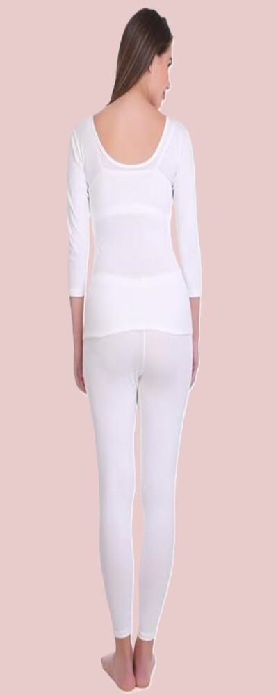 Kex Women Winter White Thermal Top & Pyjama