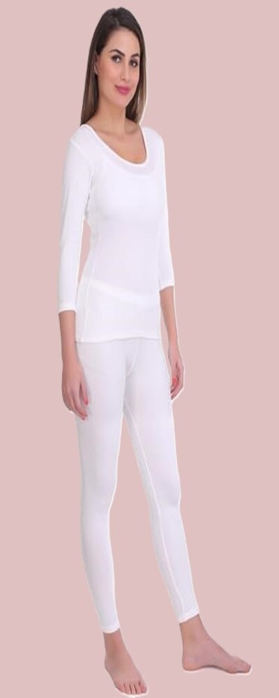 Kex Women Winter White Thermal Top & Pyjama