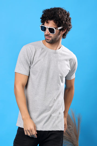 Kex Men Cotton Grey Solid Tshirt