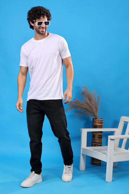 Kex Men Cotton White Solid Tshirt