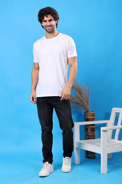 Kex Men Cotton White Solid Tshirt