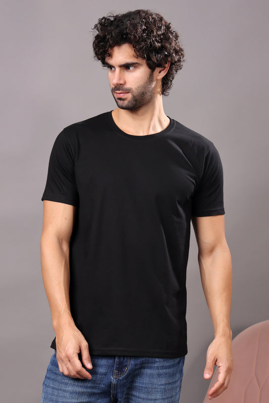 Kex Men Cotton Black Solid Tshirt