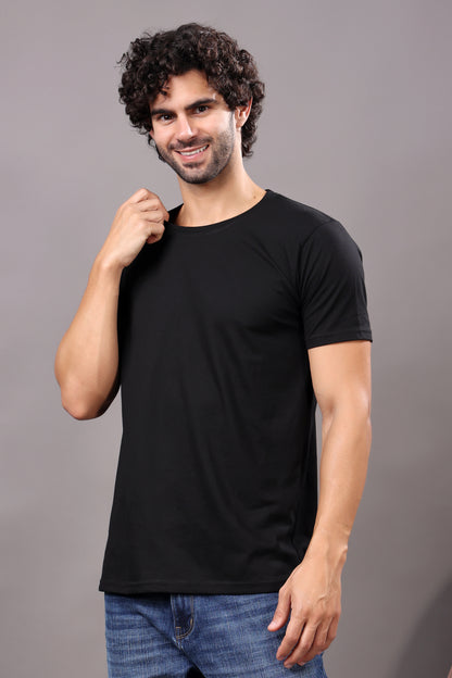 Kex Men Cotton Black Solid Tshirt