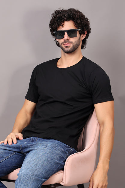 Kex Men Cotton Black Solid Tshirt