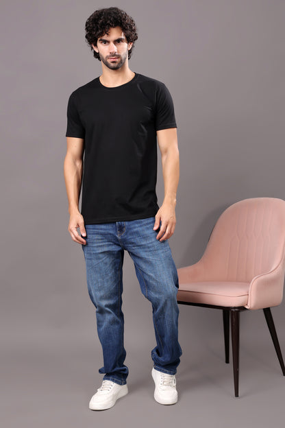 Kex Men Cotton Black Solid Tshirt