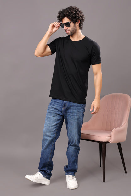 Kex Men Cotton Black Solid Tshirt