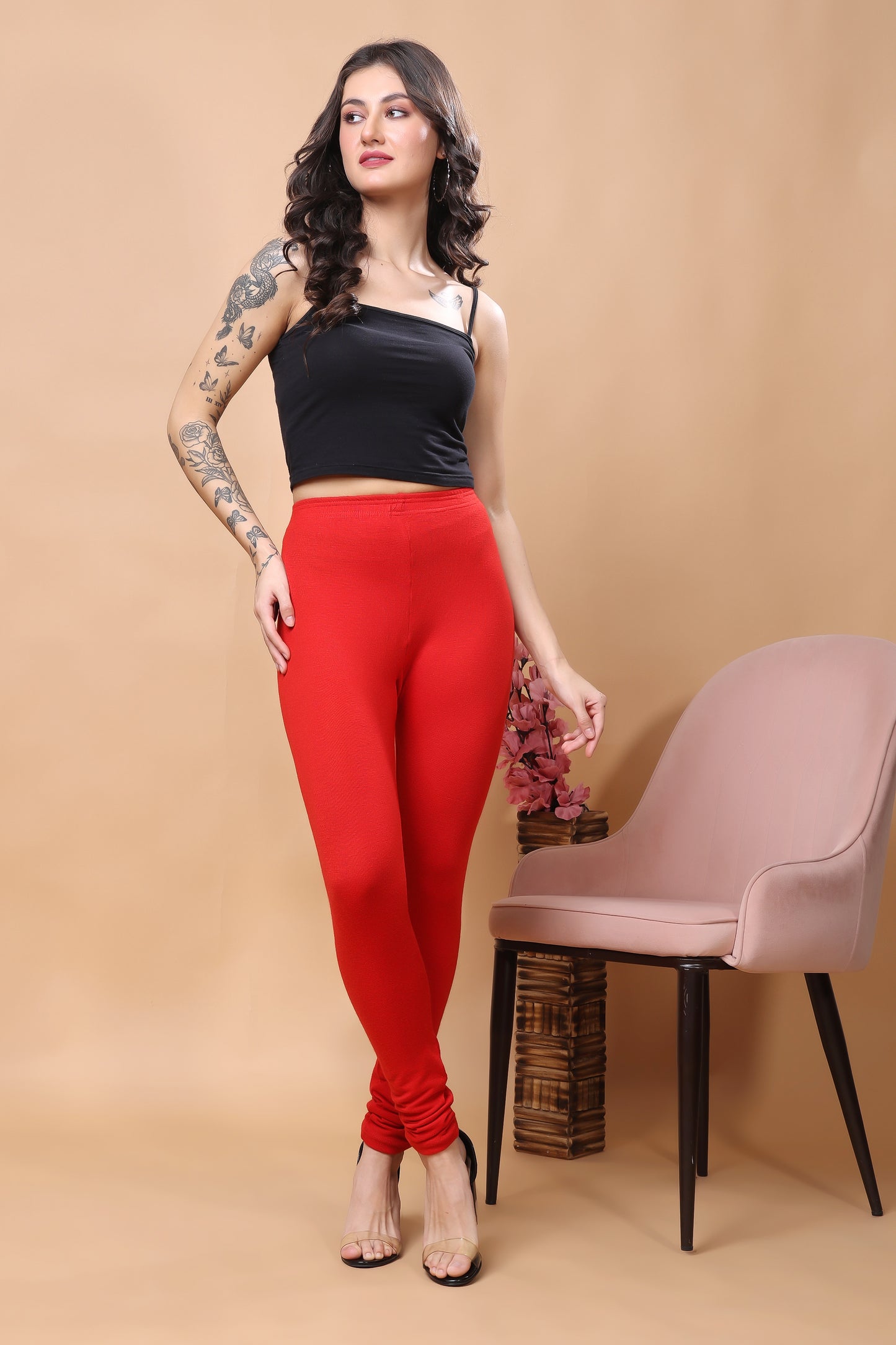 Kex Women Woolen Leggings Red