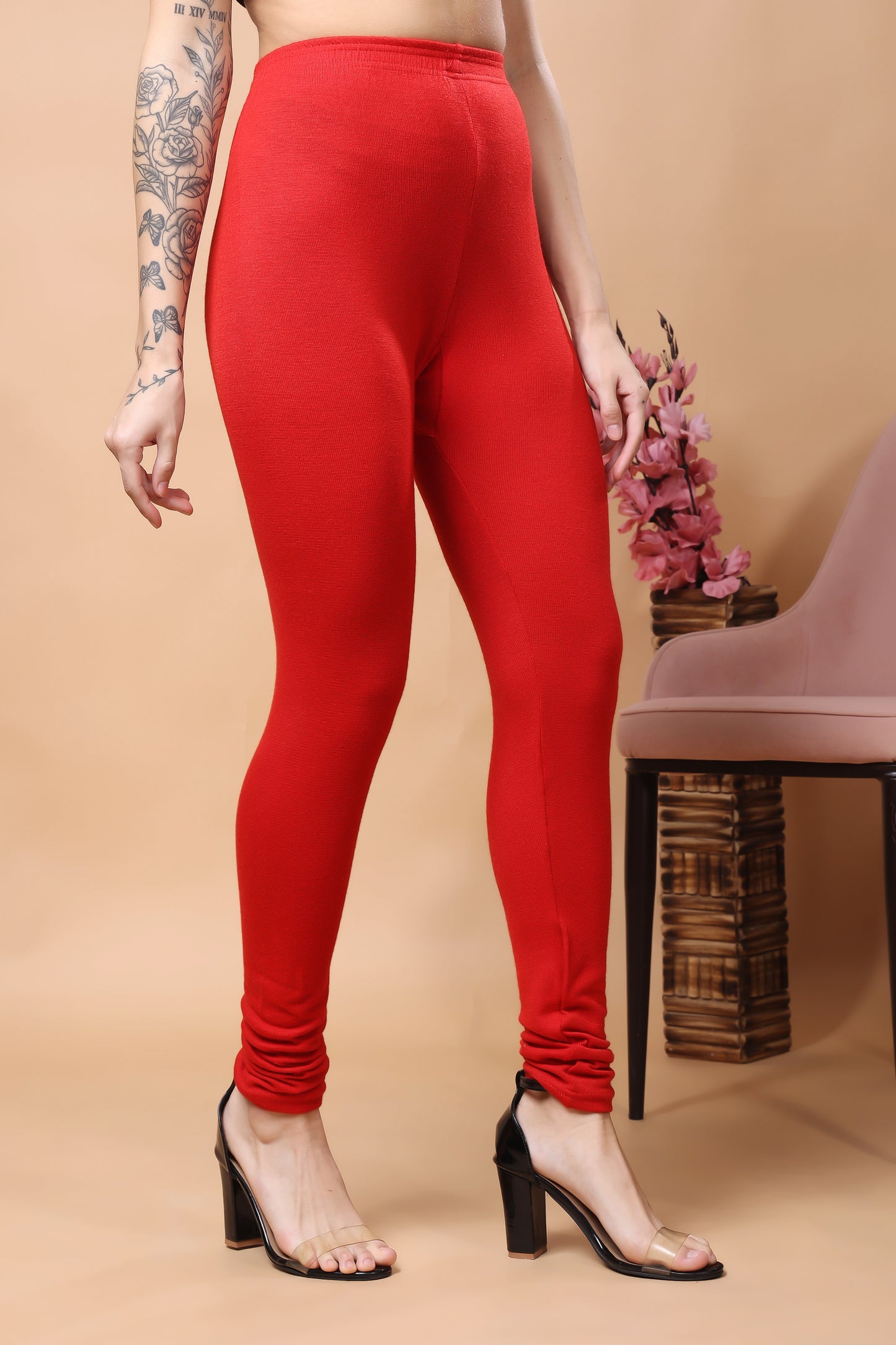 Kex Women Woolen Leggings Red